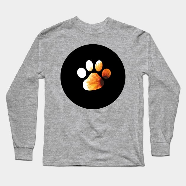 Paw Print - Sunflower Silhouette Long Sleeve T-Shirt by SophieStockArt